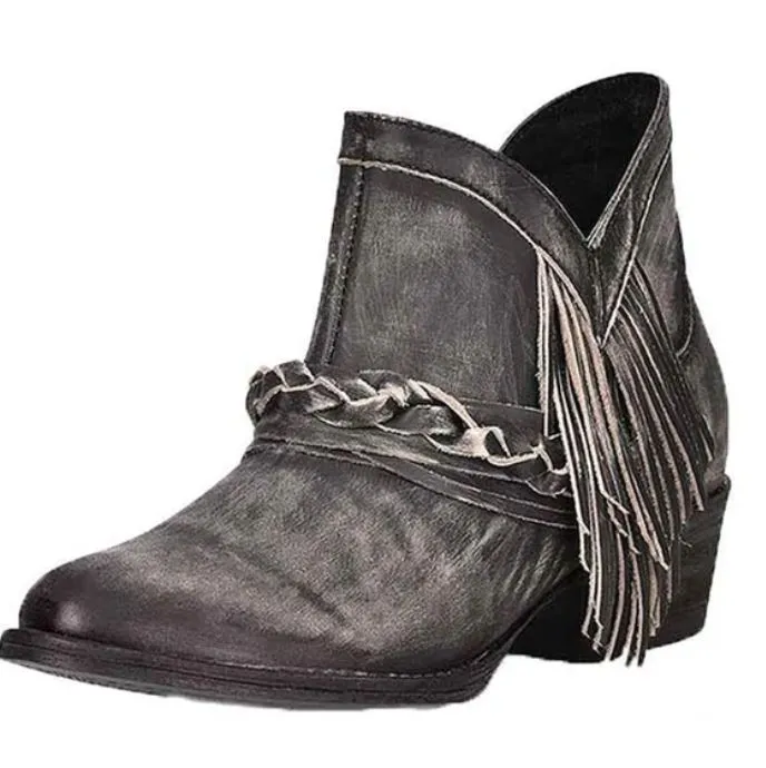 Women's Circle G Black Fringe Detailed Bootie